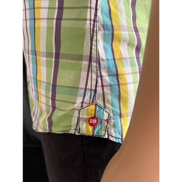 Crocker Men's Dress Shirt Multicolor Short Sleeve 100% Cotton Size L - Picture 7 of 10